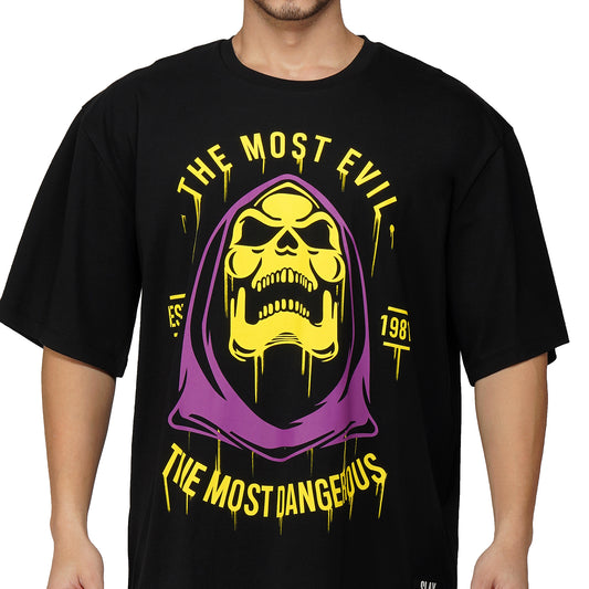 SLAY. Men's Skeleton "Most Evil" Oversized Drop shoulder T shirt