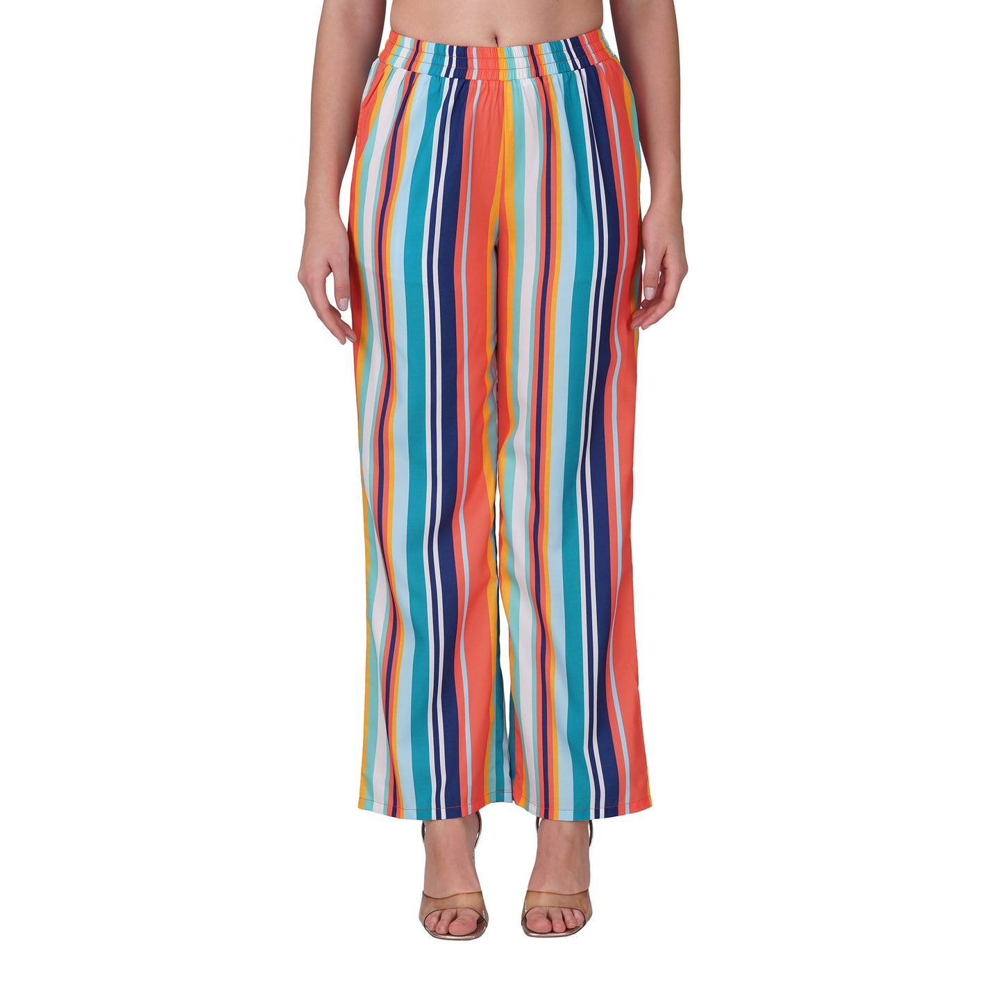 SLAY. Women's Moody Stripe Co-ord Set – Halter Crop & Wide-Leg Pants