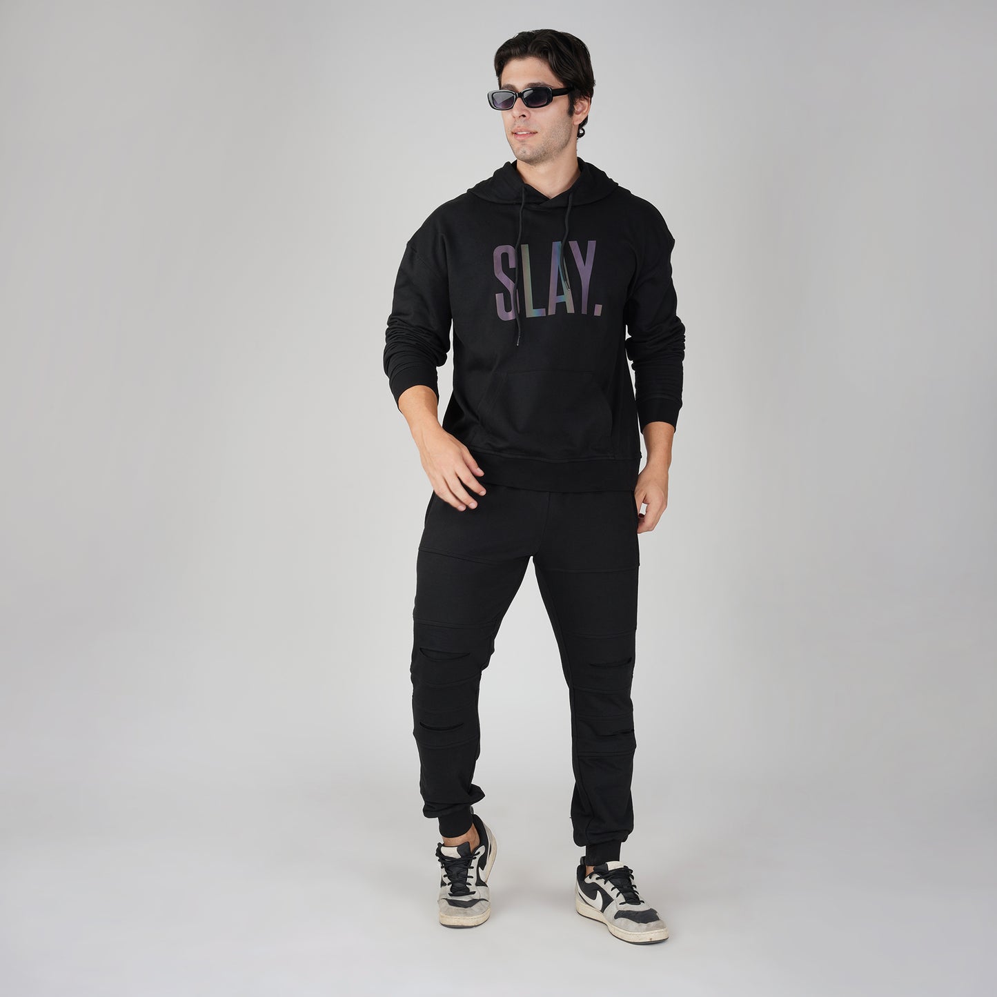 SLAY. Men's Limited Edition Reflective Glow in Dark Black Tracksuit