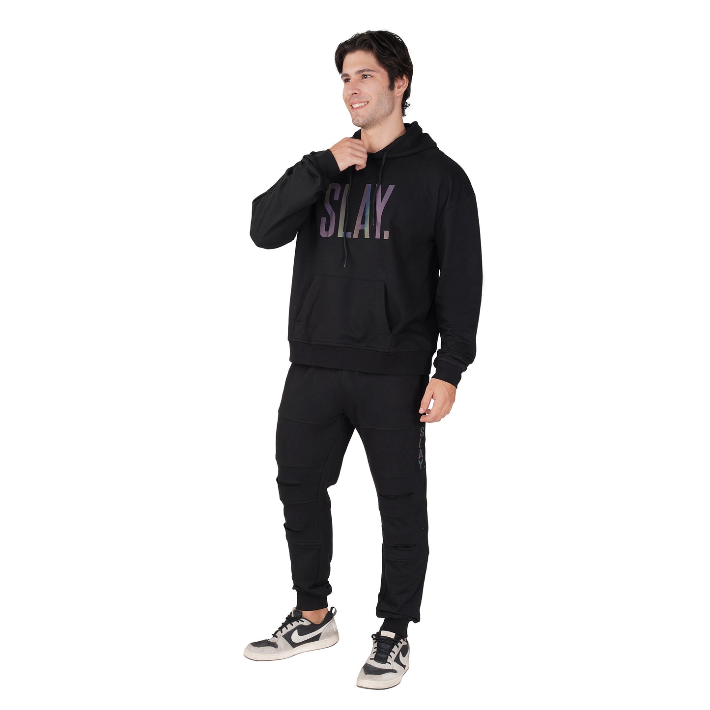 SLAY. Men's Limited Edition Reflective Glow in Dark Black Tracksuit