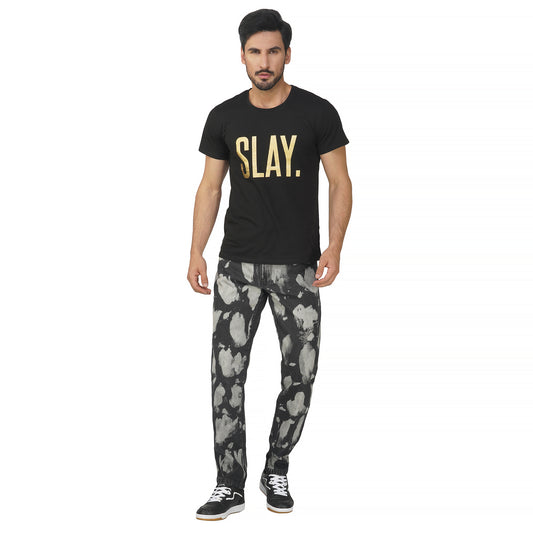 SLAY. Men's Black & White Tie Dye Denim Jeans