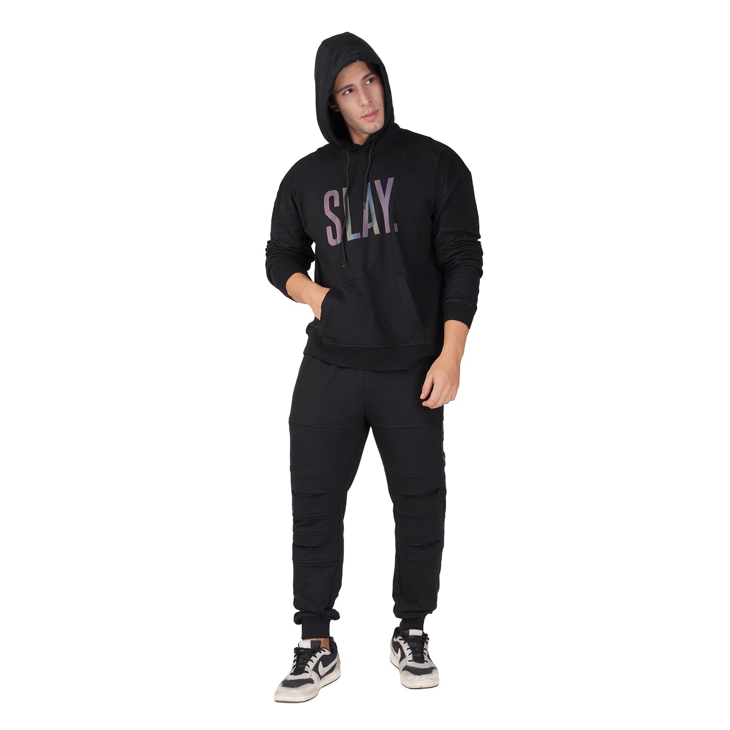 SLAY. Men's Limited Edition Reflective Glow in Dark Black Tracksuit