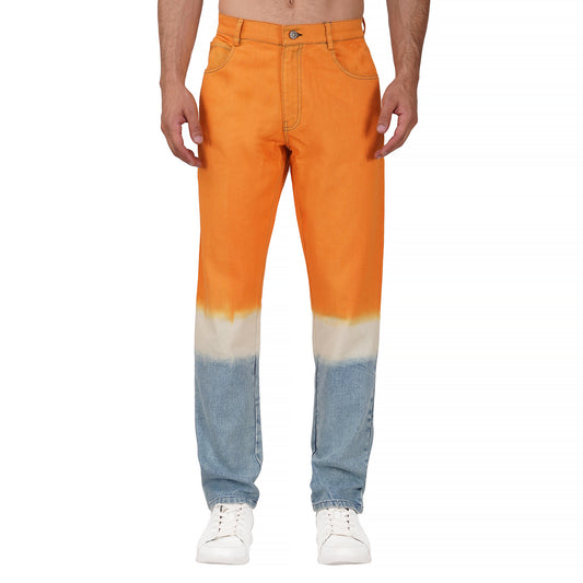 SLAY. Men's Orange White Blue Ombre Denim Jeans