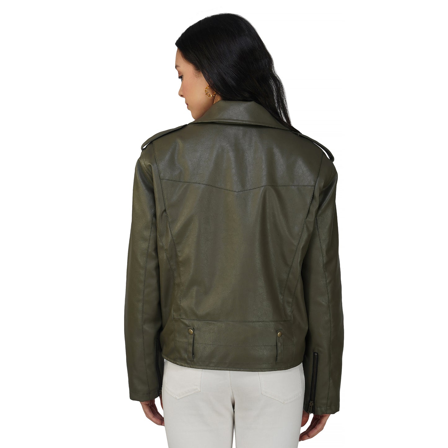 SLAY. Women's Olive Faux Leather Jacket