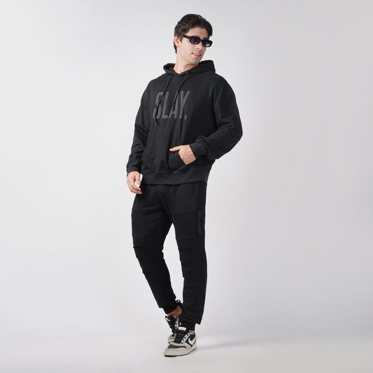 SLAY. Men's All Black Puff Print Black Tracksuit