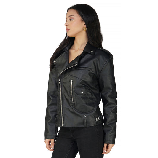 SLAY. Women's Black Faux Leather Jacket