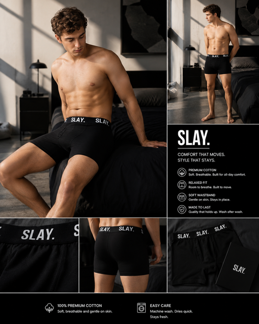 SLAY. Men's Black Underwear Trunks