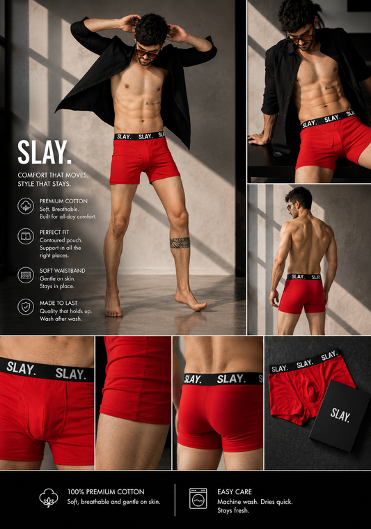 SLAY. Men's Red Underwear Trunks