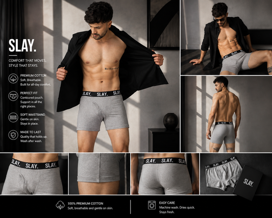 SLAY. Men's Grey Underwear Trunks
