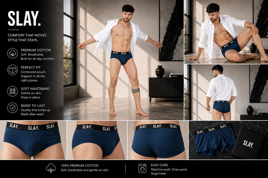 SLAY. Men's Blue Underwear Cotton Briefs