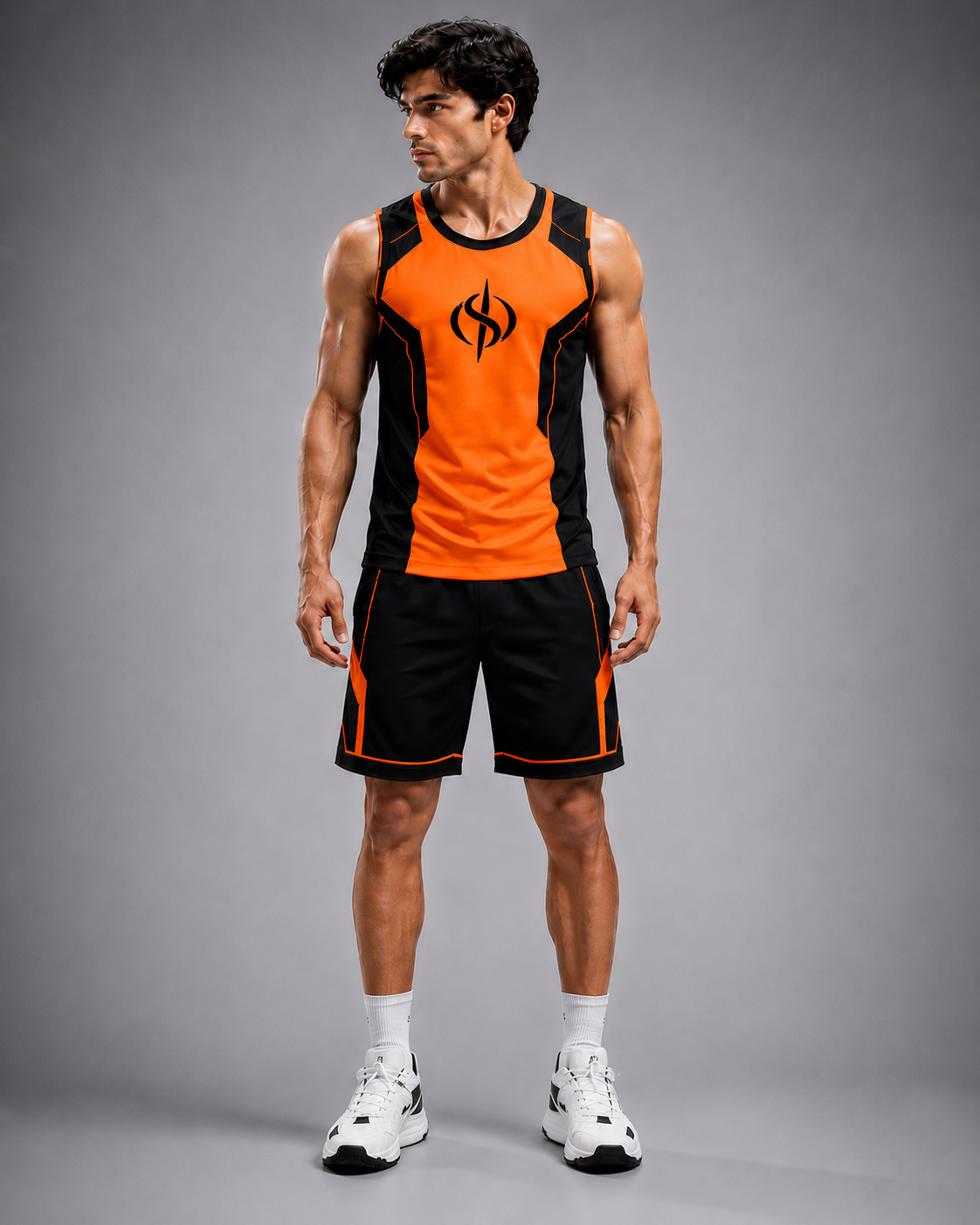SLAY. Men's Neon Orange Athleisure Performance Set