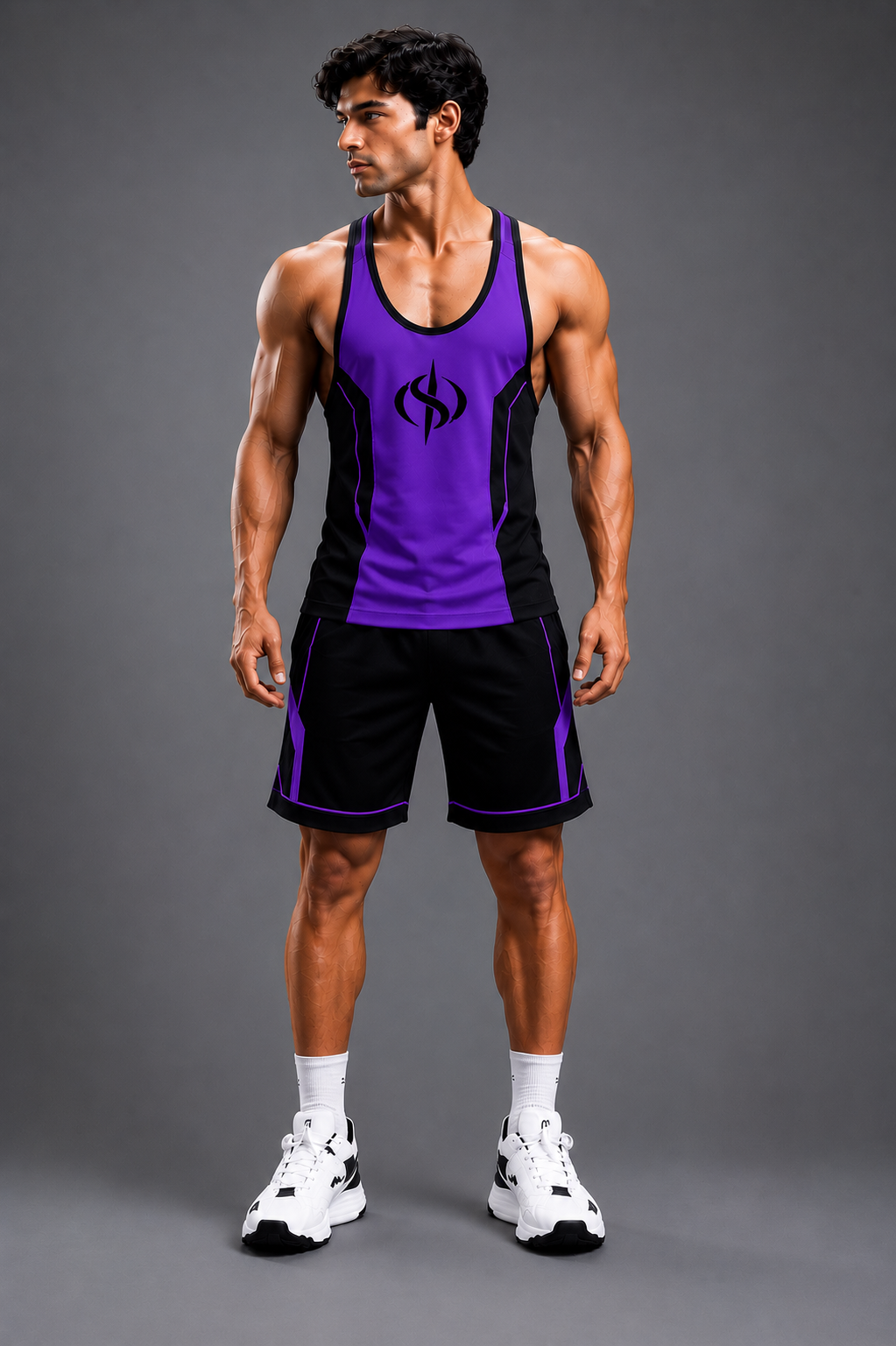 SLAY. Men's Purple Vest Athleisure Performance Set