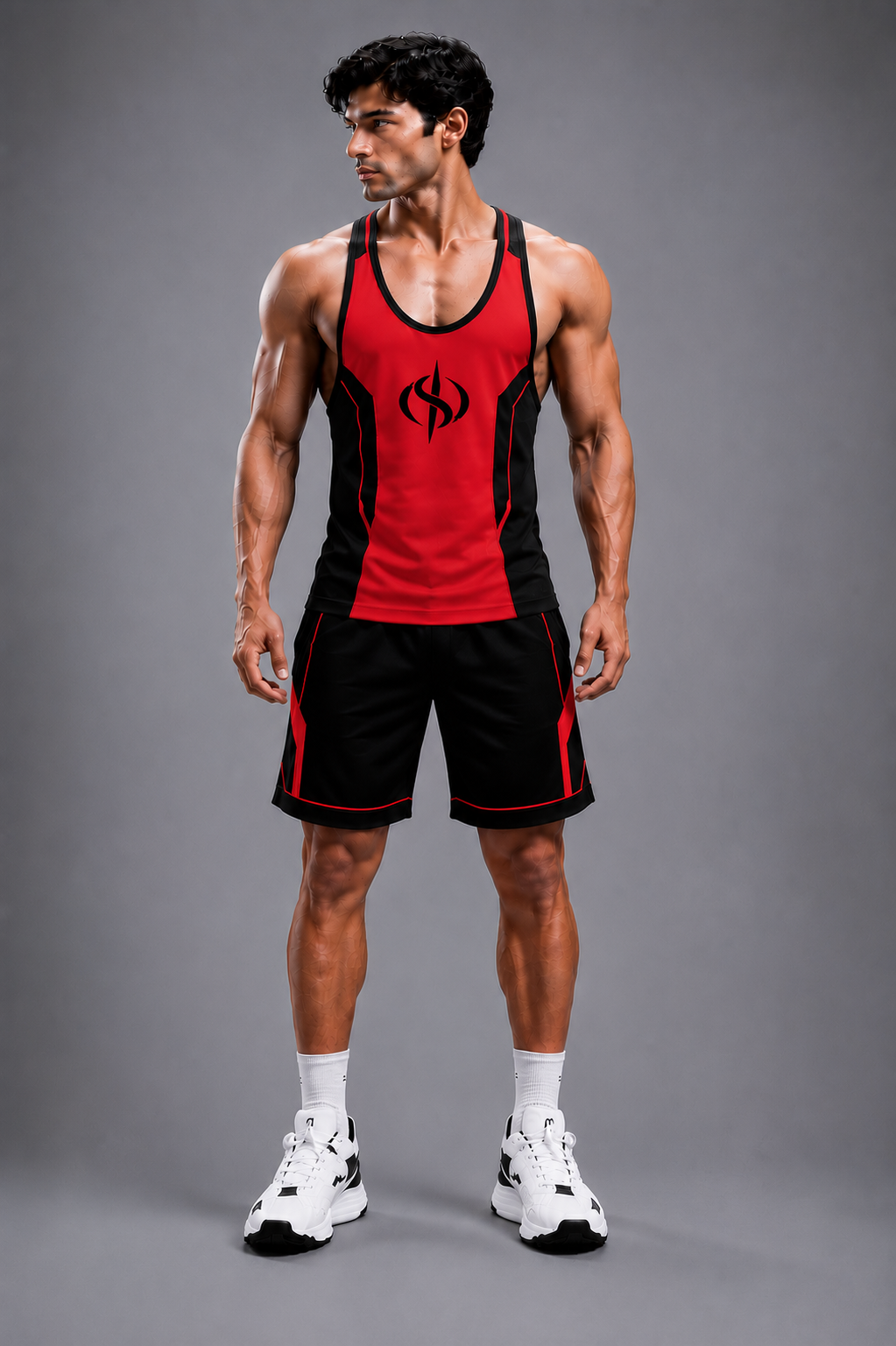 SLAY. Men's Red Vest Athleisure Performance Set