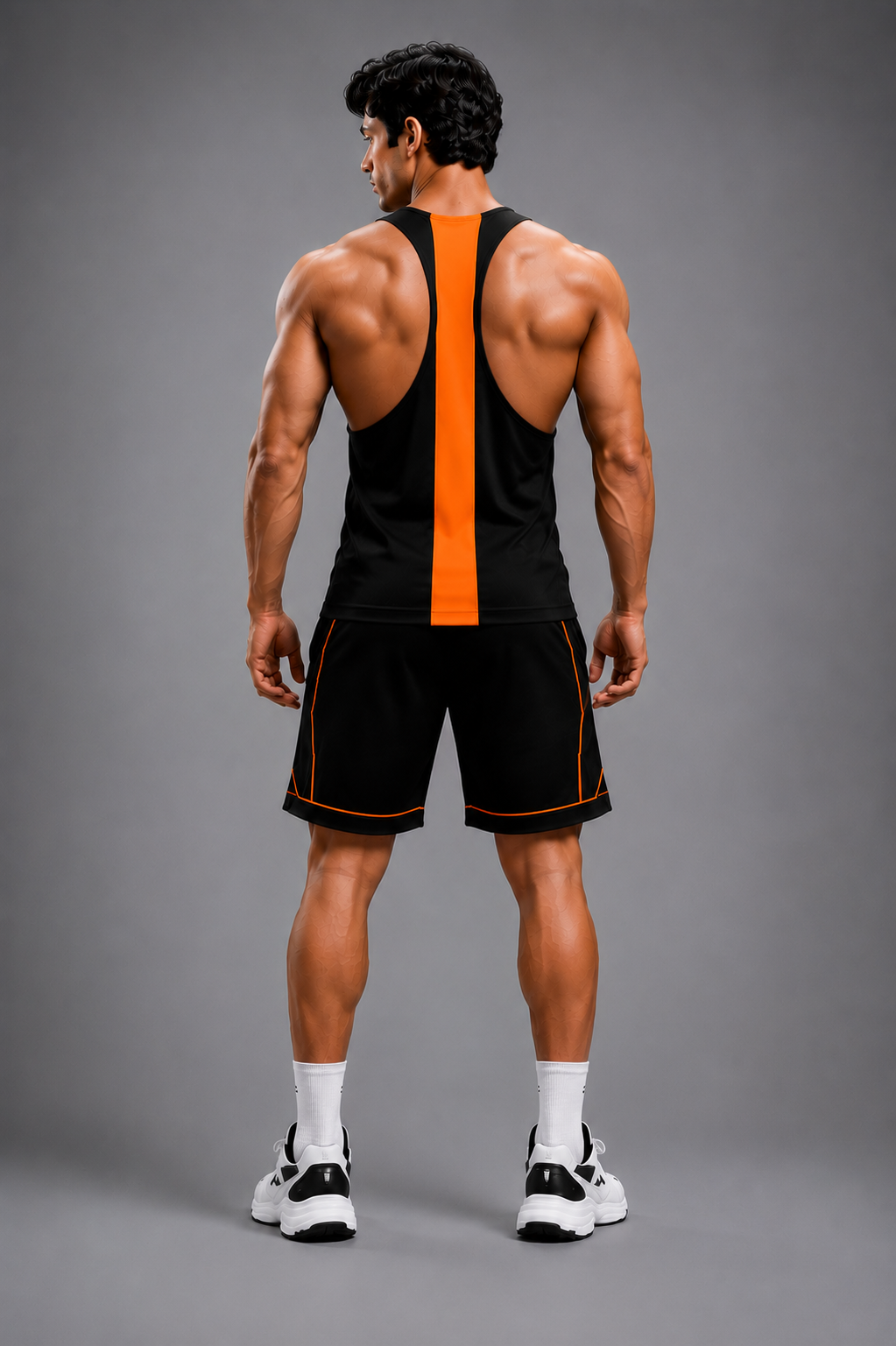 SLAY. Men's Neon Orange Vest Athleisure Performance Set