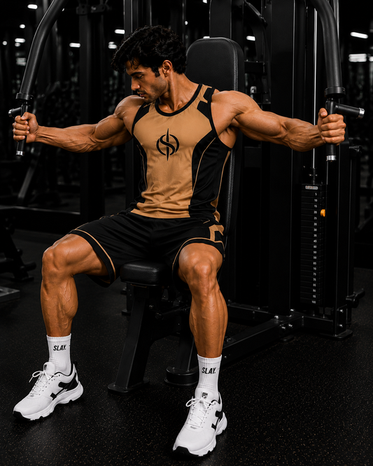 SLAY. Men's Beige Vest Athleisure Performance Set