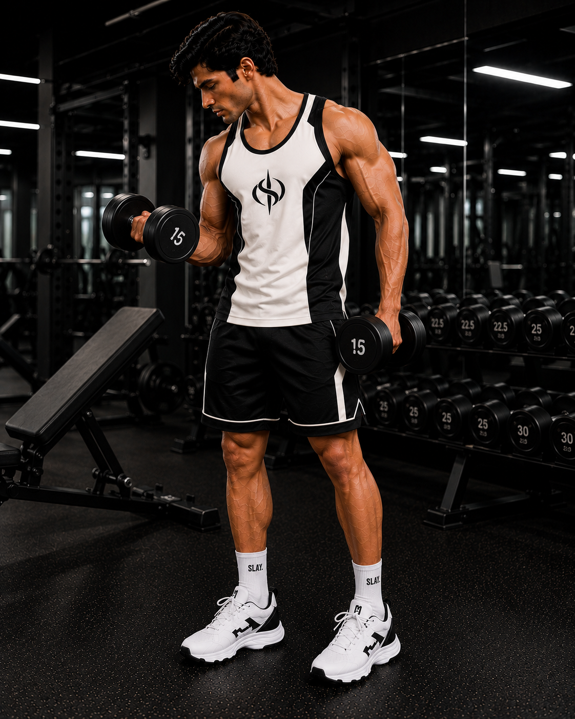 SLAY. Men's White Vest Athleisure Performance Set