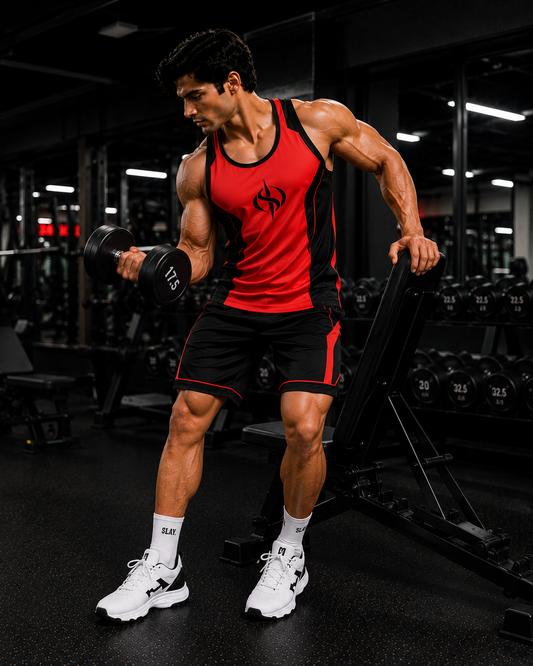 SLAY. Men's Red Vest Athleisure Performance Set