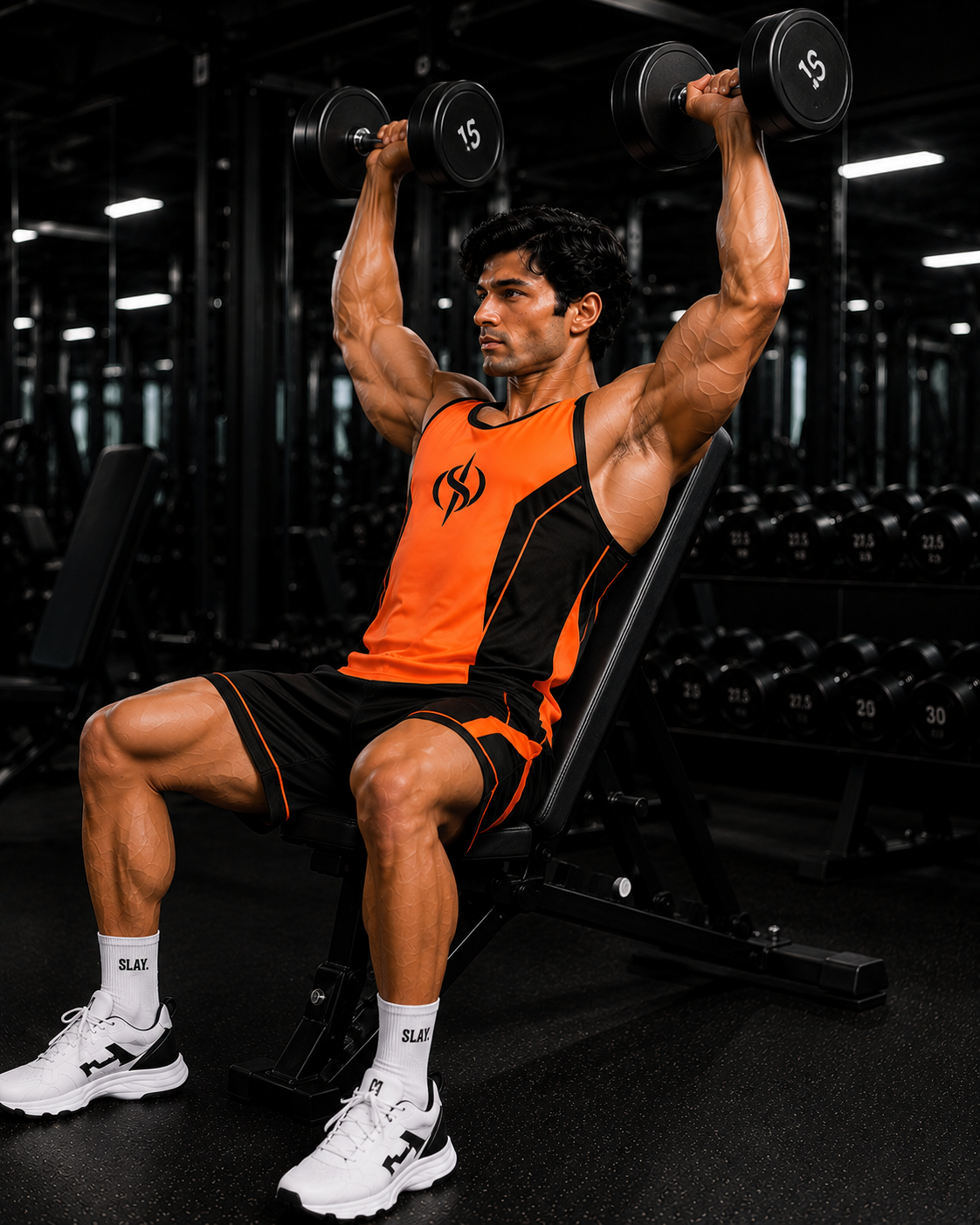 SLAY. Men's Neon Orange Vest Athleisure Performance Set
