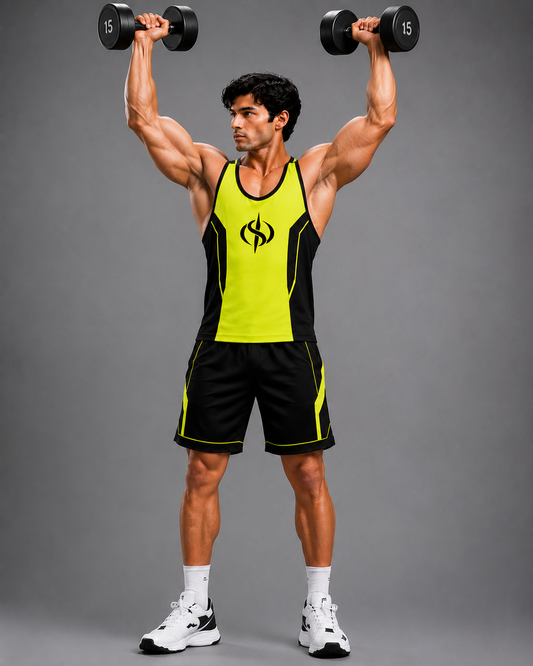 SLAY. Men's Neon Green Vest Athleisure Performance Set