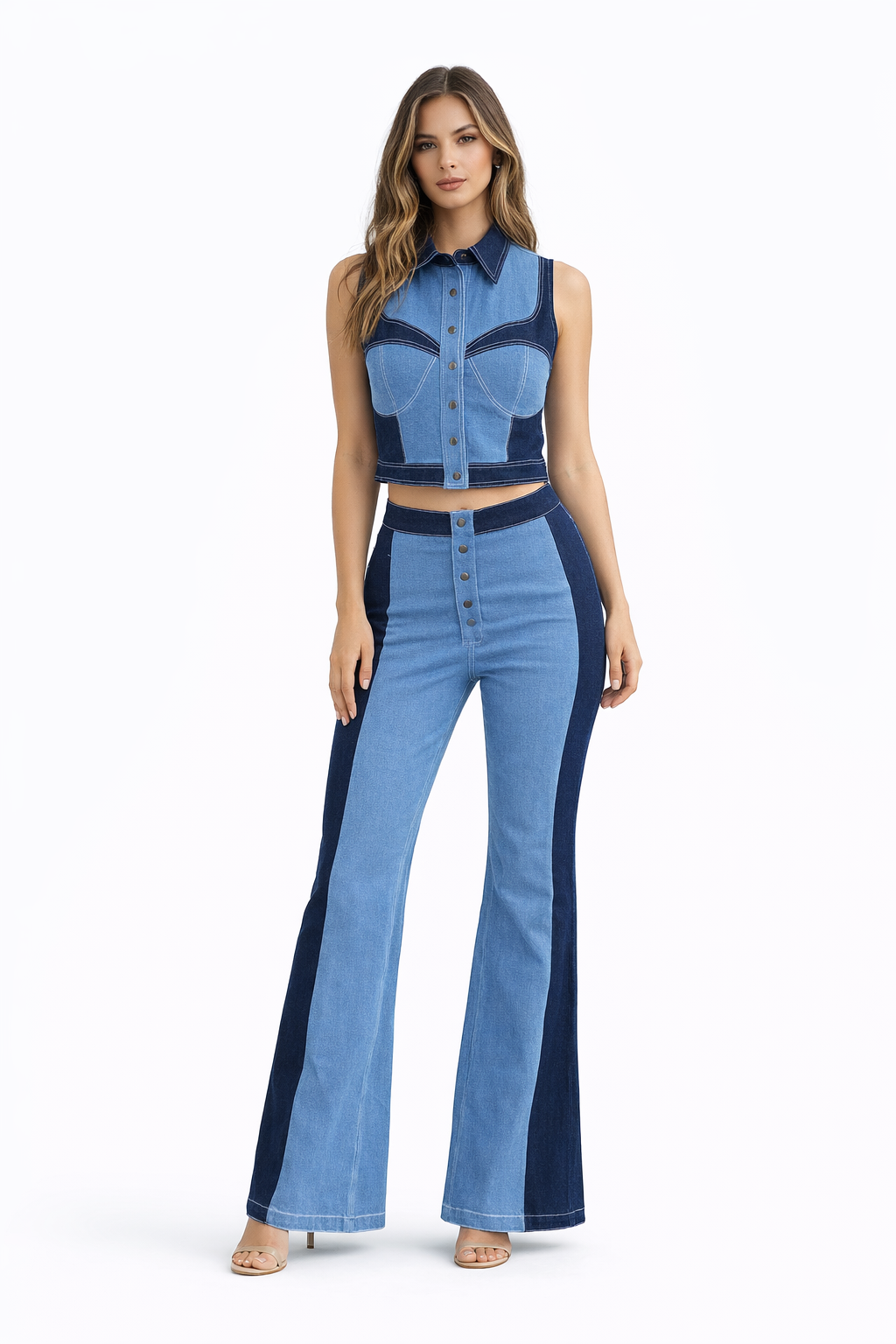SLAY. Women's Two-Tone Sculpt Denim Co-ord Set