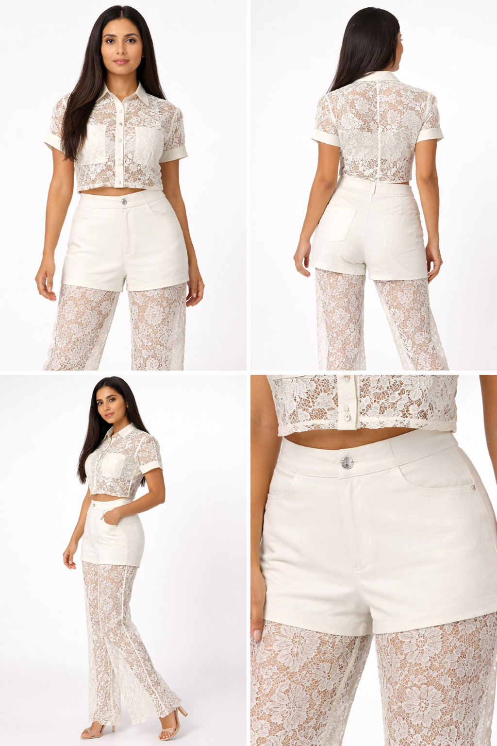 SLAY. Ivory Lace Layered Co-ord Set