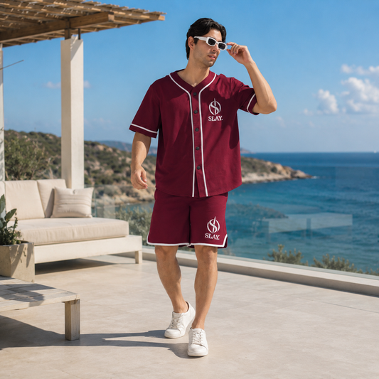 SLAY. Men's Red Varsity Co-ord Set
