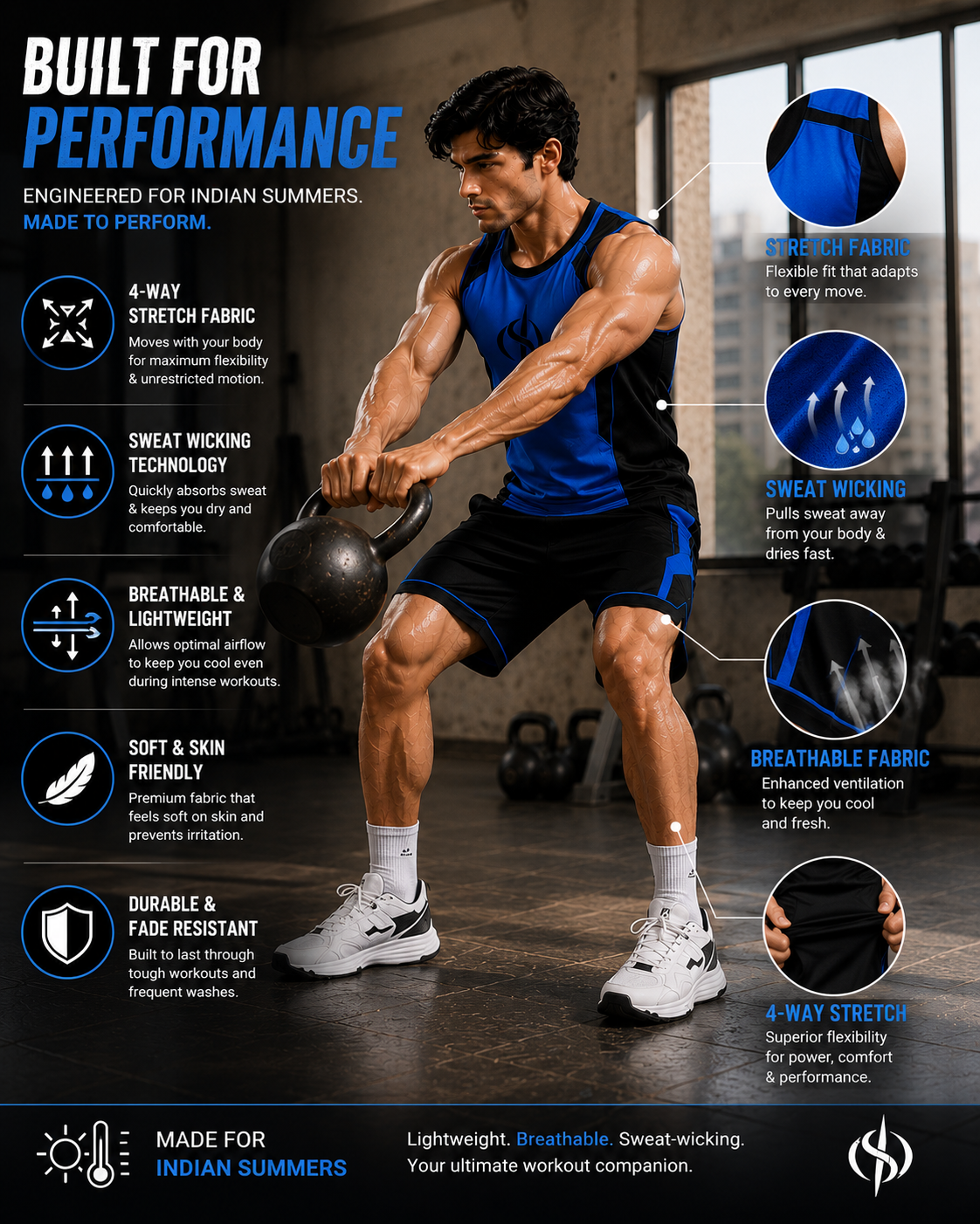 SLAY. Men's Blue Athleisure Performance Set