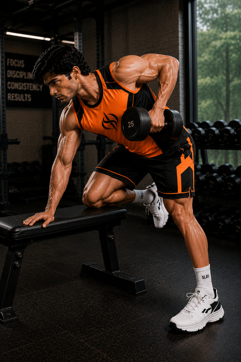 SLAY. Men's Neon Orange Athleisure Performance Set