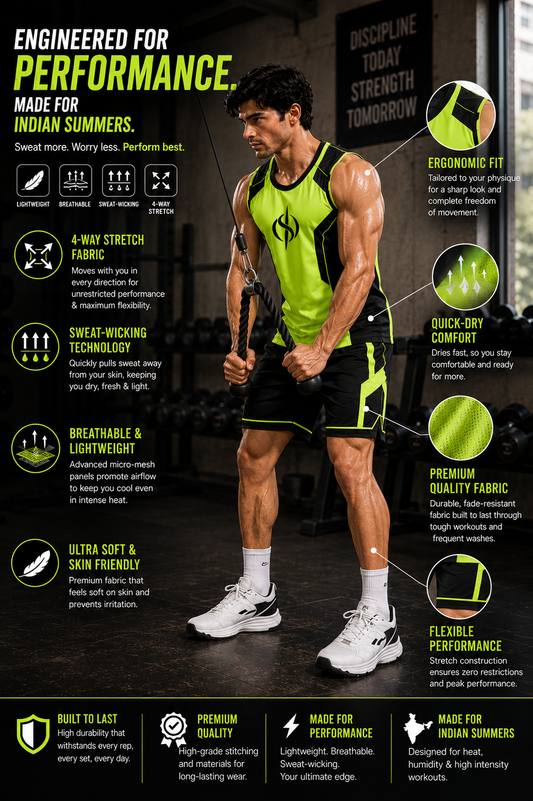 SLAY. Men's Neon Green Athleisure Performance Set