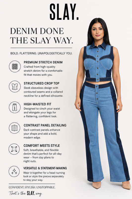 SLAY. Women's Two-Tone Sculpt Denim Co-ord Set