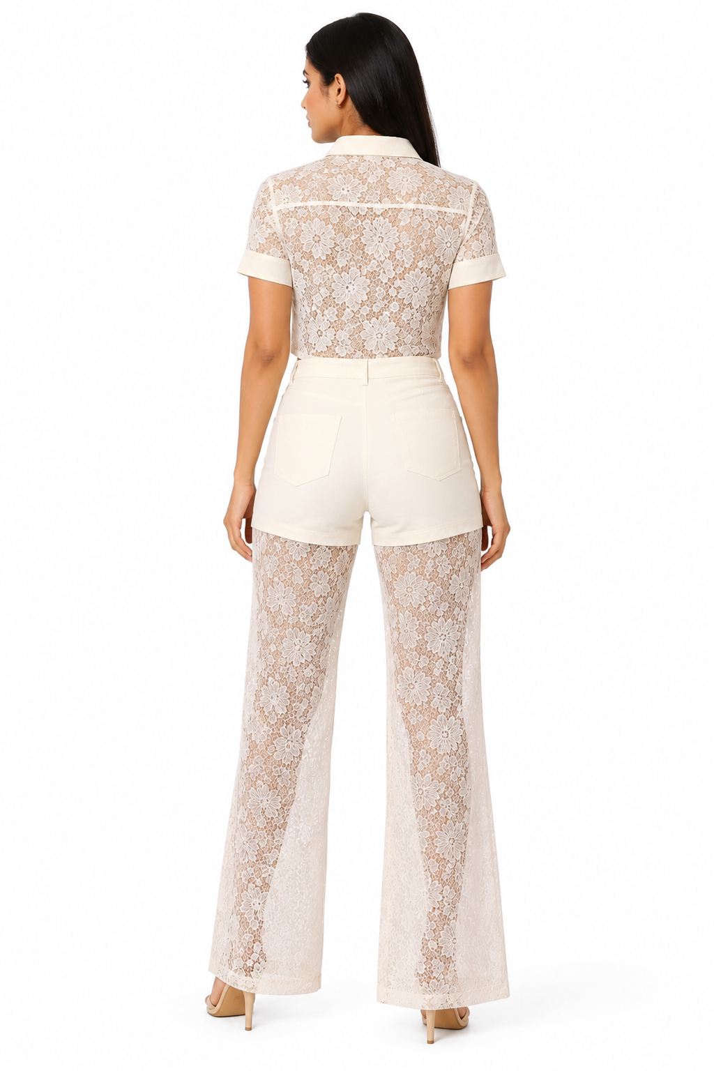 SLAY. Ivory Lace Layered Co-ord Set