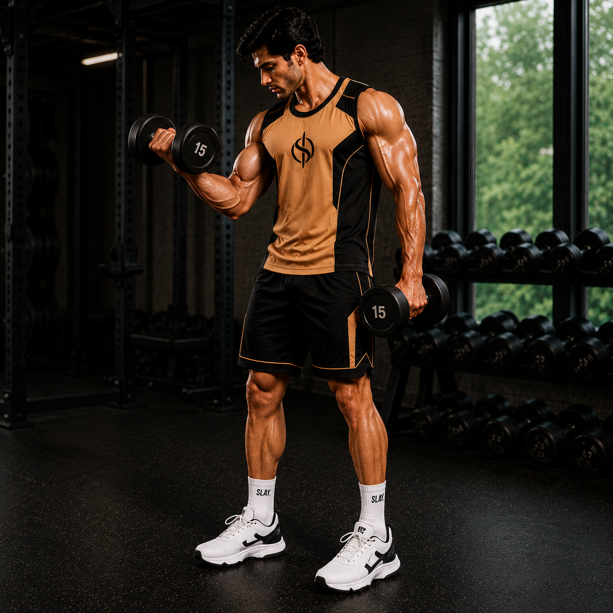SLAY. Men's Beige Athleisure Performance Set