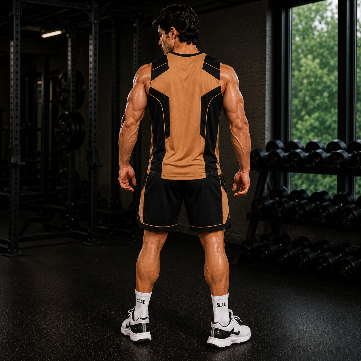 SLAY. Men's Beige Athleisure Performance Set