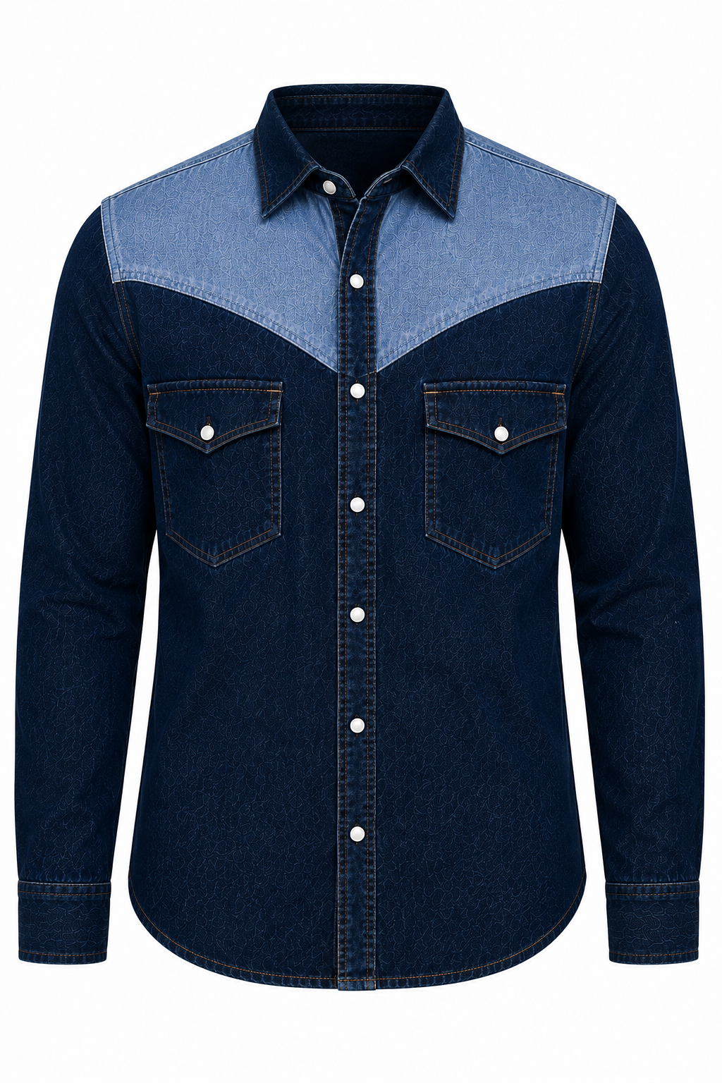 SLAY. Men's Yoke Block Stretch Denim Shirt