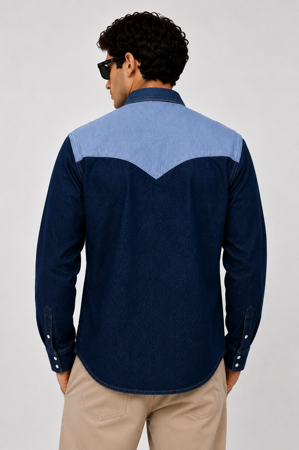 SLAY. Men's Yoke Block Stretch Denim Shirt