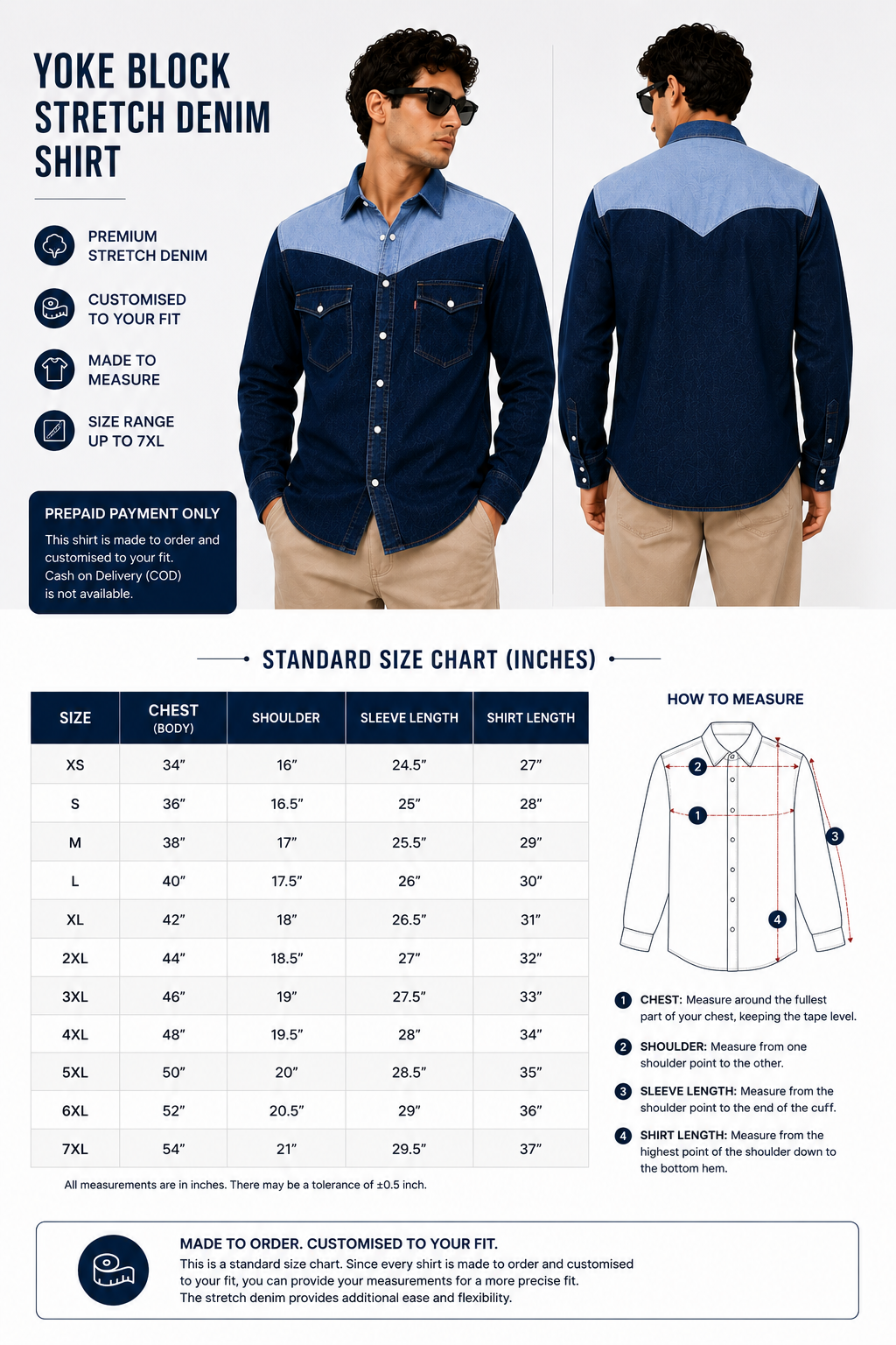 SLAY. Men's Yoke Block Stretch Denim Shirt
