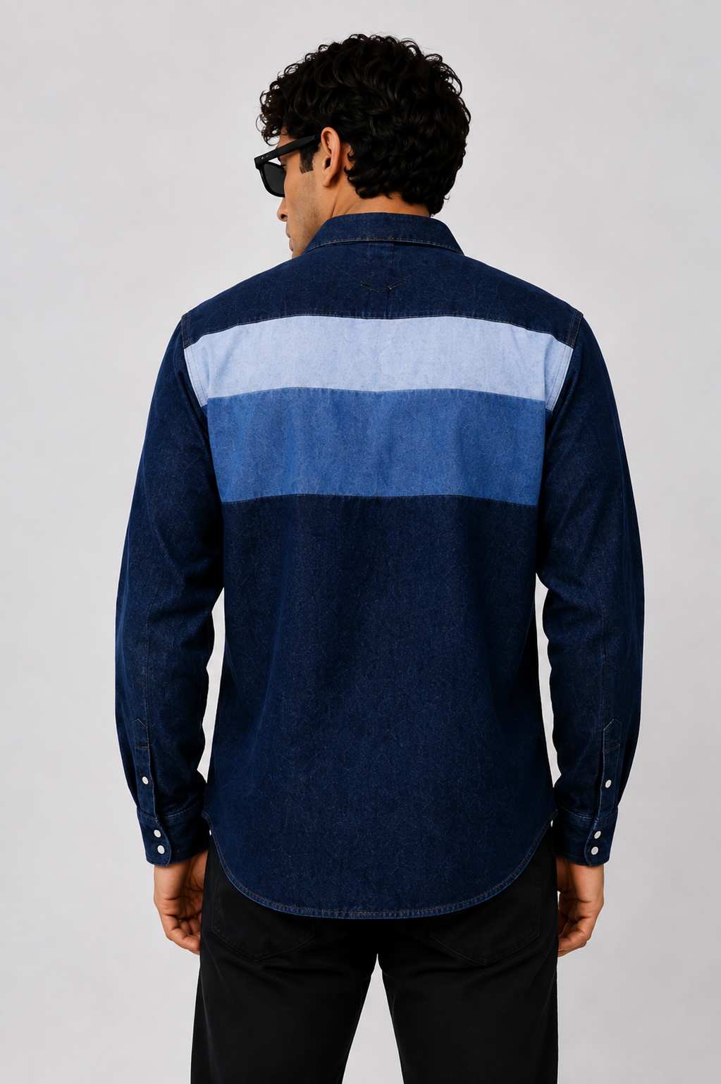 SLAY. Men's Triple Stripe Stretch Denim Shirt