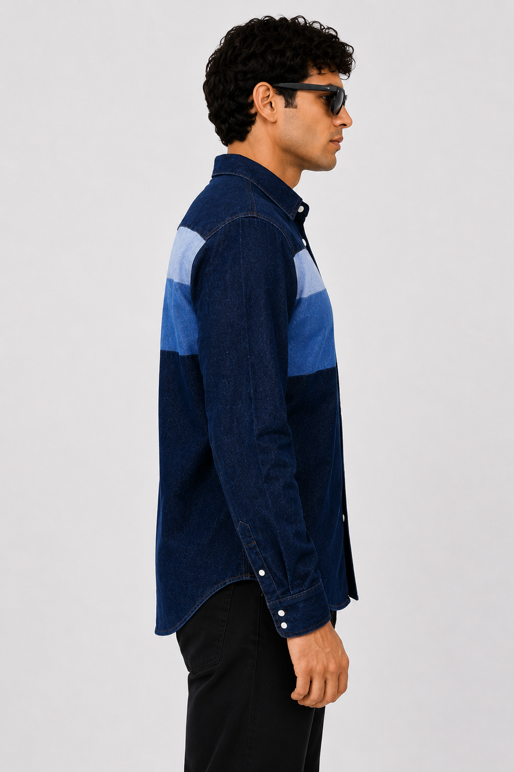 SLAY. Men's Triple Stripe Stretch Denim Shirt