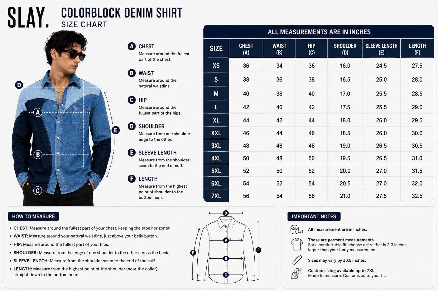 SLAY. Men's Colorblock Abstract Stretch Denim Shirt