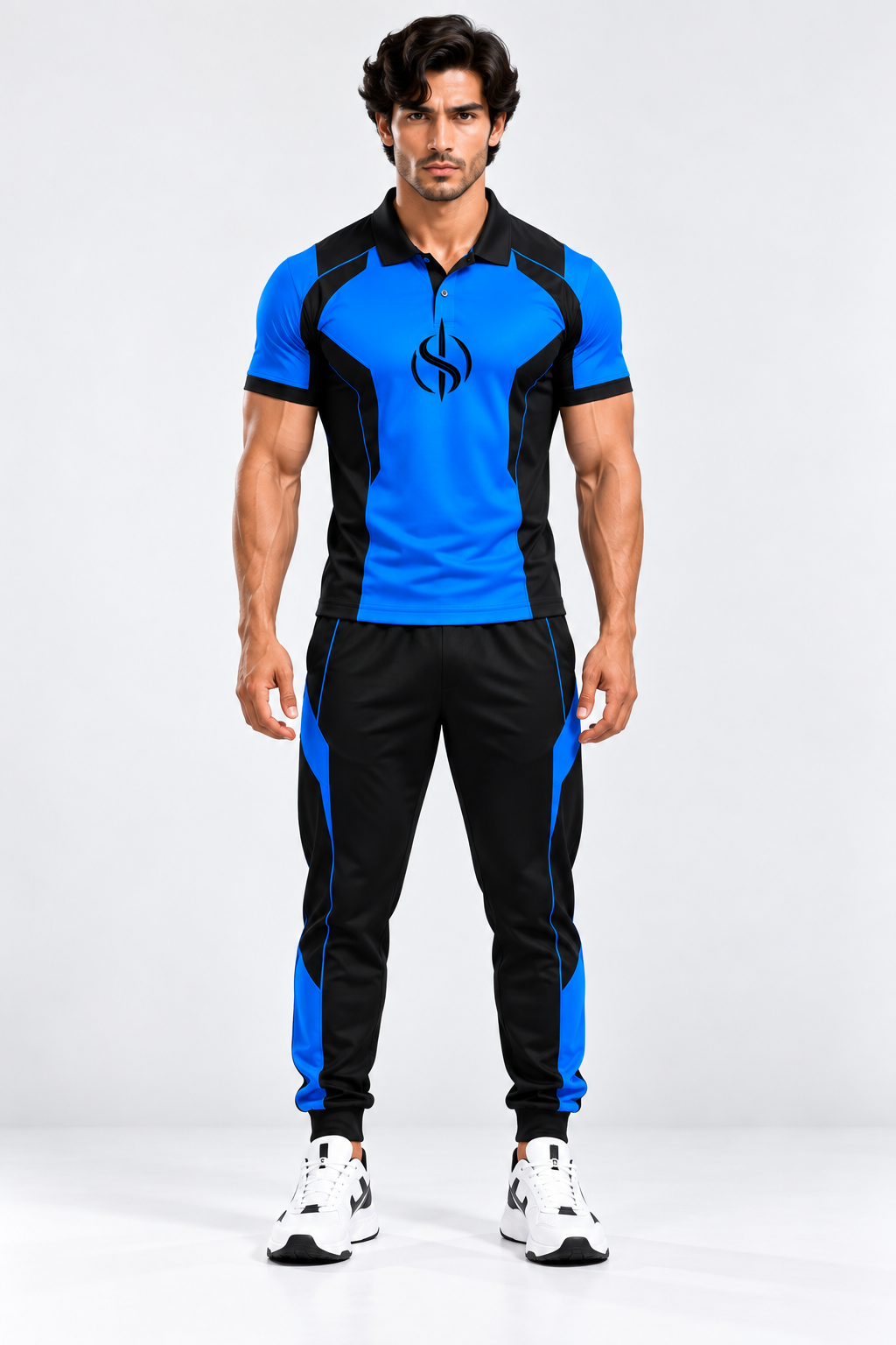 SLAY. Men's Blue Polo Track Pants Athleisure Performance Set