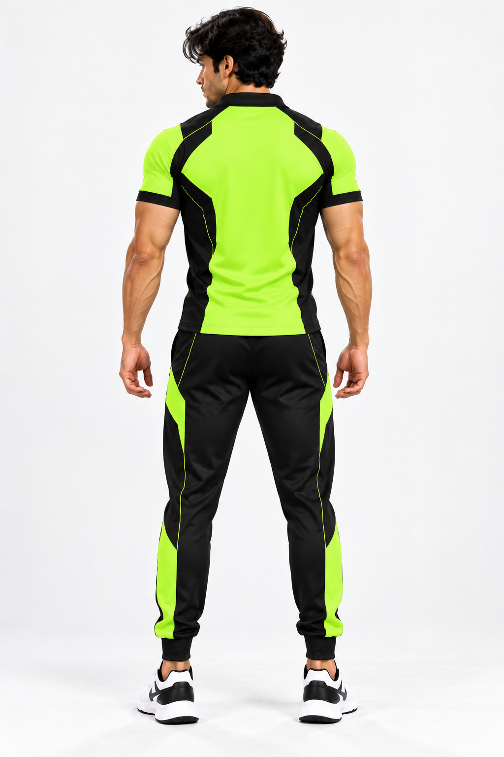 SLAY. Men's Neon Green Polo Track Pants Athleisure Performance Set
