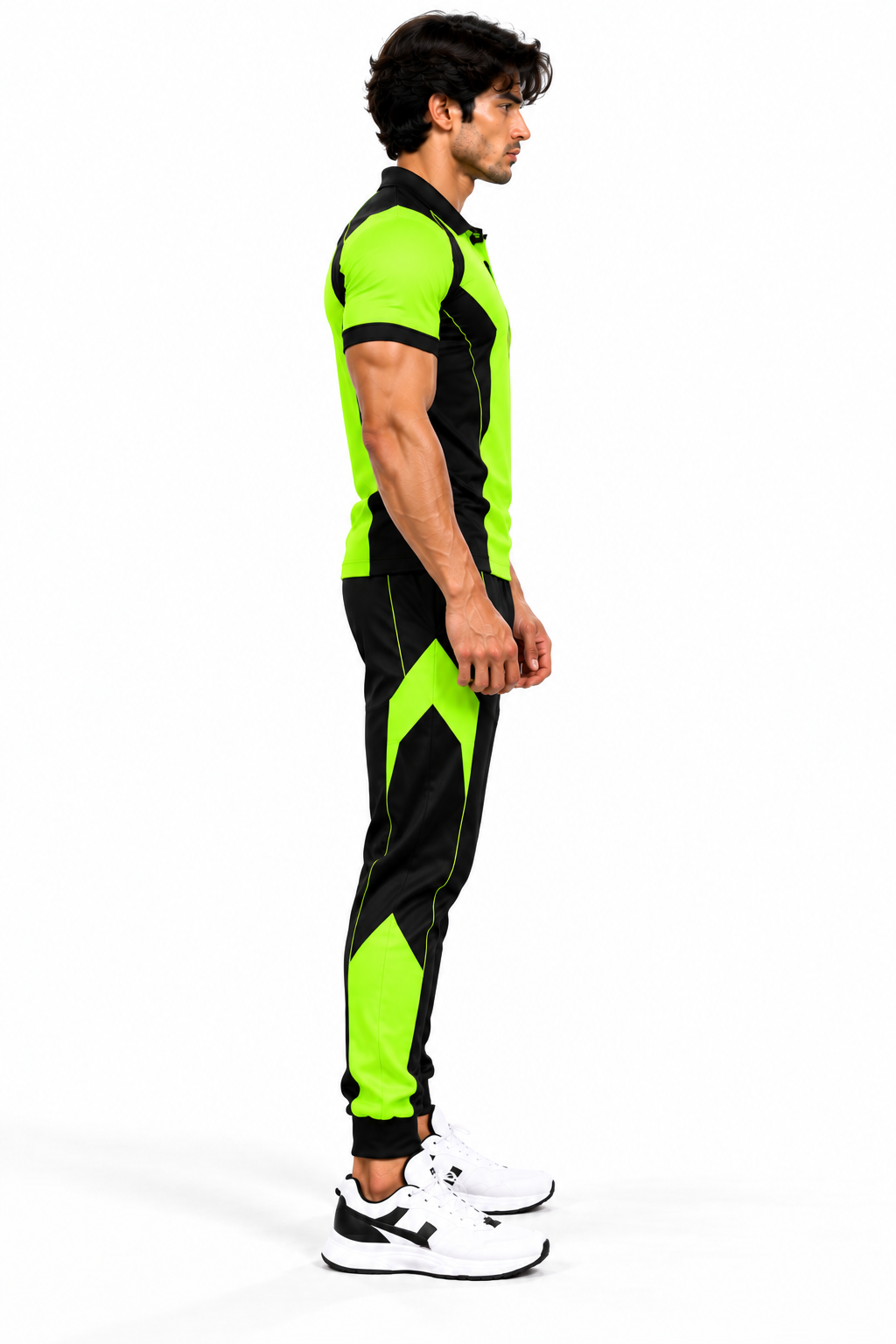 SLAY. Men's Neon Green Polo Track Pants Athleisure Performance Set