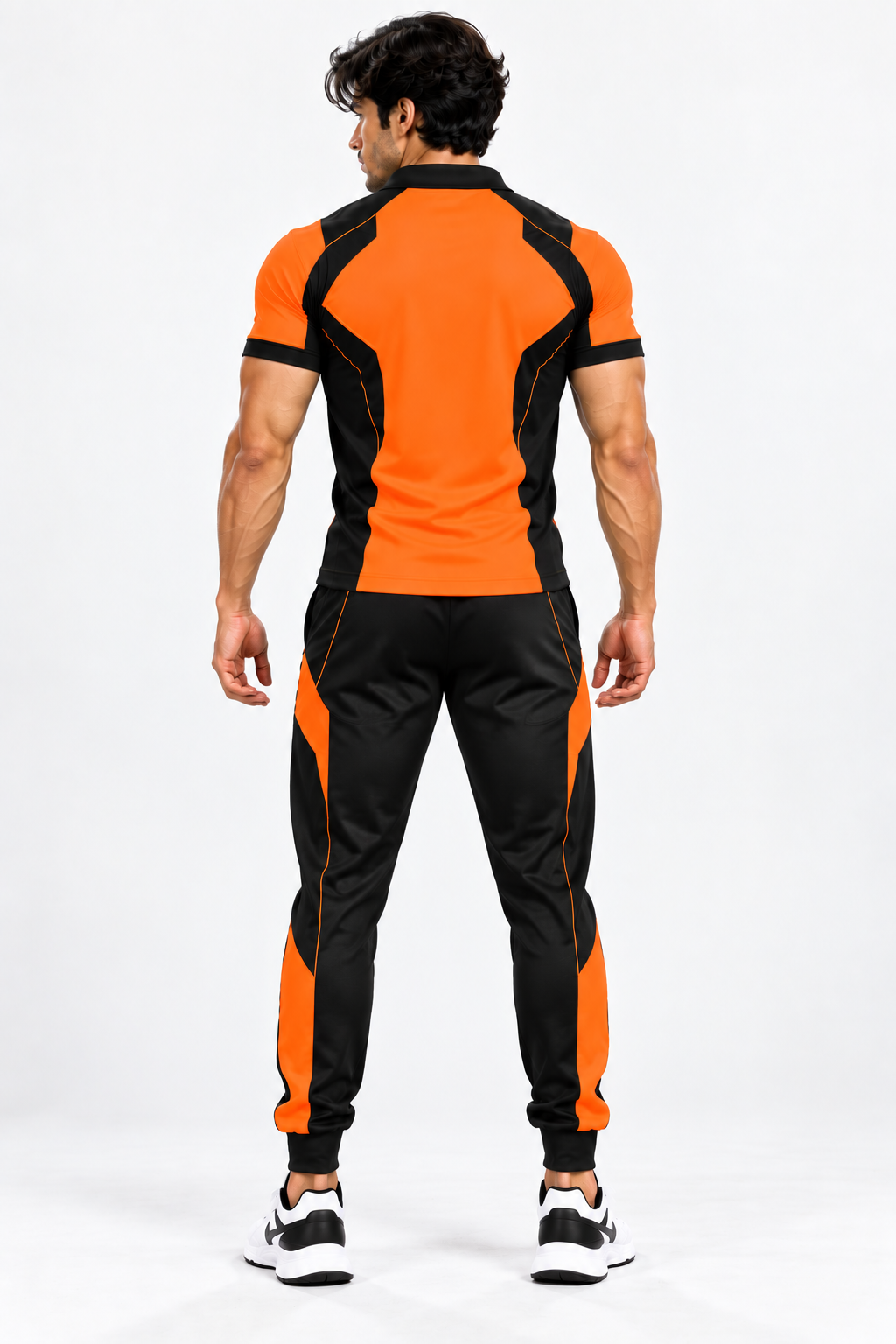 SLAY. Men's Neon Orange Polo Track Pants Athleisure Performance Set