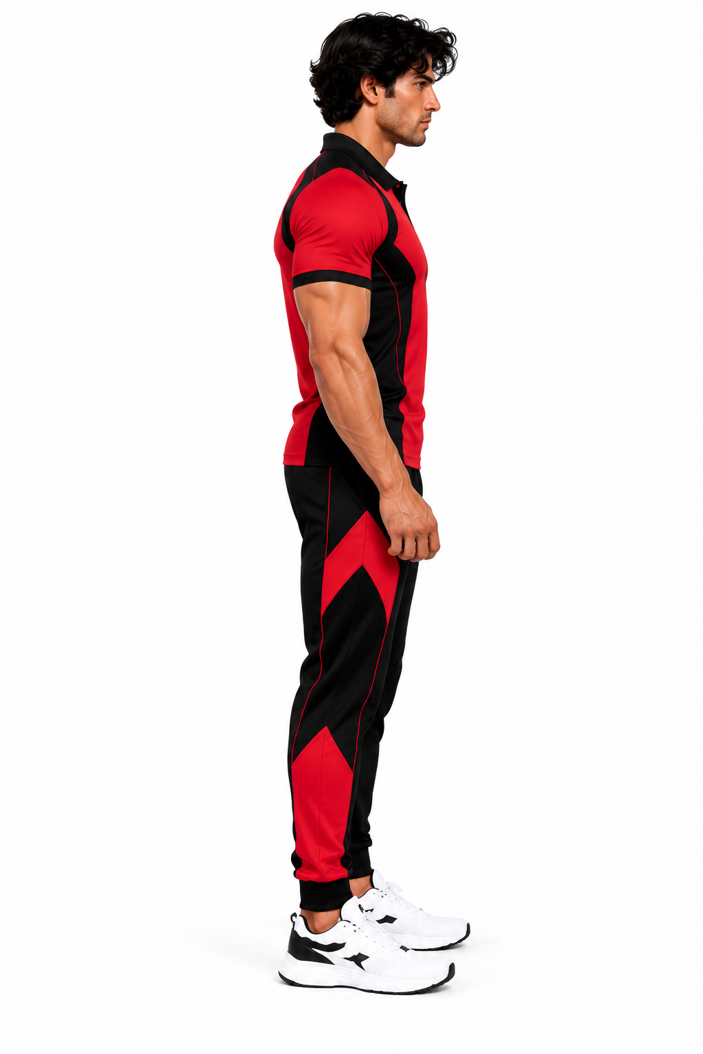 SLAY. Men's Red Polo Track Pants Athleisure Performance Set