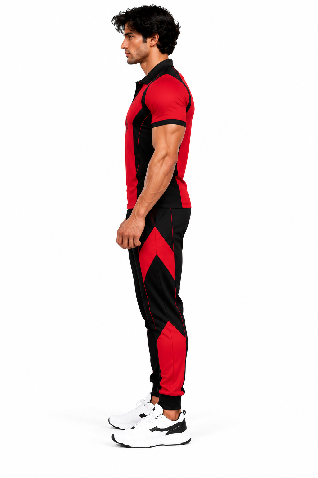 SLAY. Men's Red Polo Track Pants Athleisure Performance Set