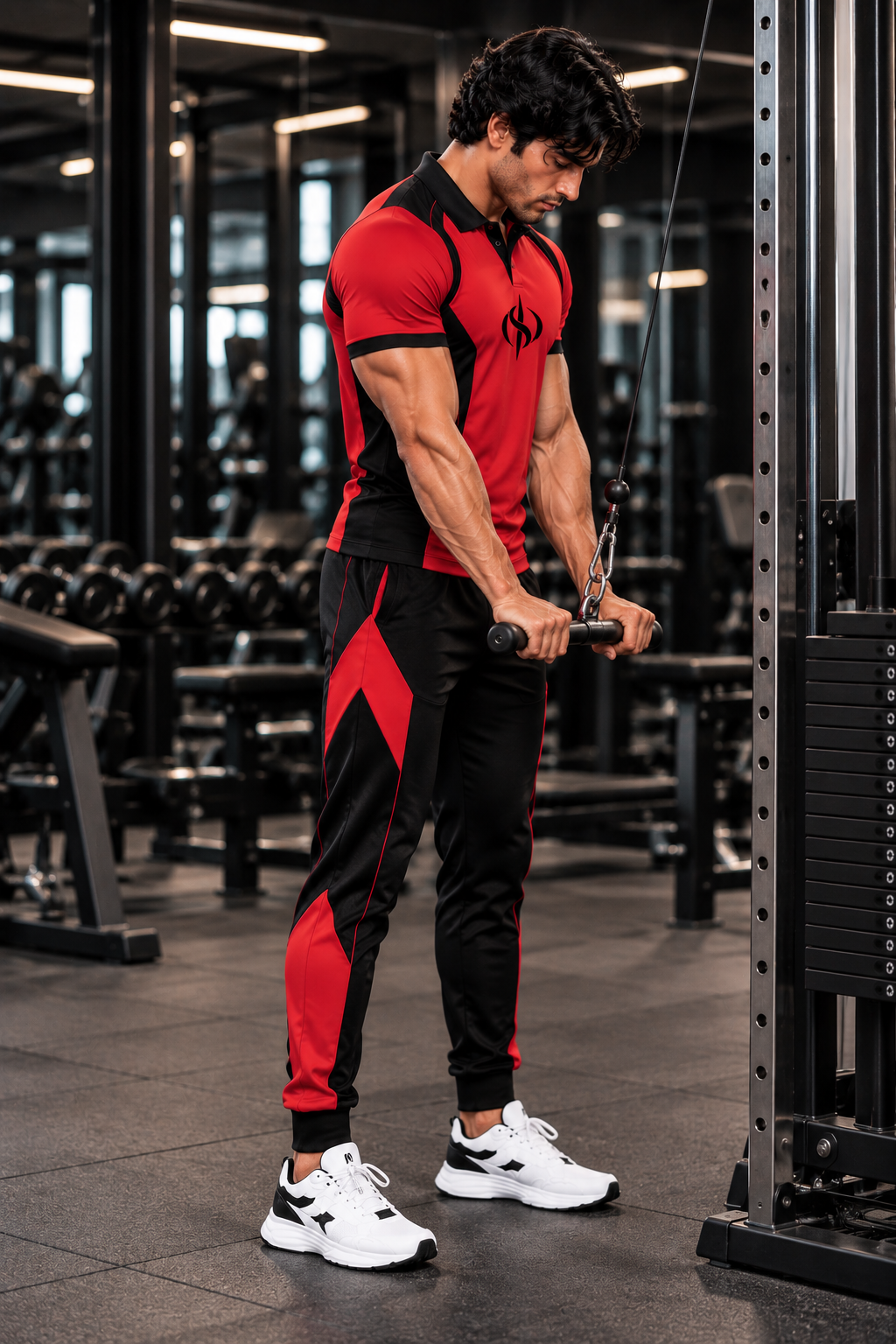 SLAY. Men's Red Polo Track Pants Athleisure Performance Set