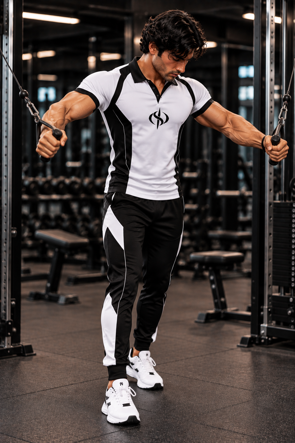 SLAY. Men's White Polo Track Pants Athleisure Performance Set