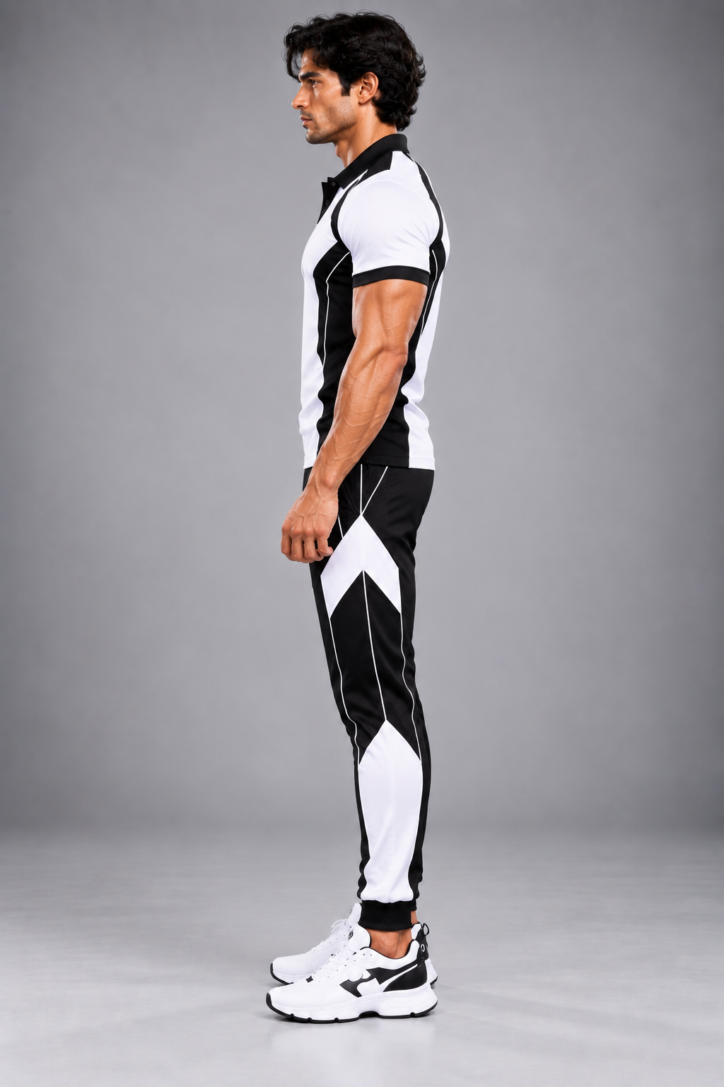 SLAY. Men's White Polo Track Pants Athleisure Performance Set