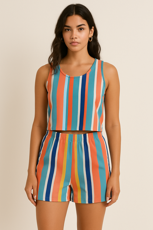 SLAY. Women's Everyday Stripes Co-ord Set – Tank Top & Shorts