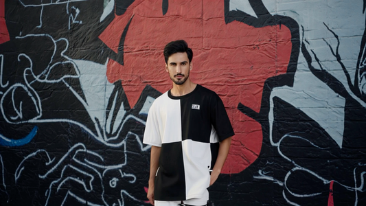 SLAY. Men's Colorblock Oversized Black & White T-shirt